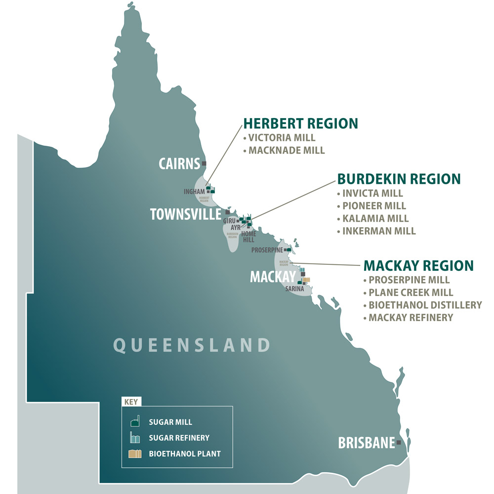 Wilmar map QLD mills 2019